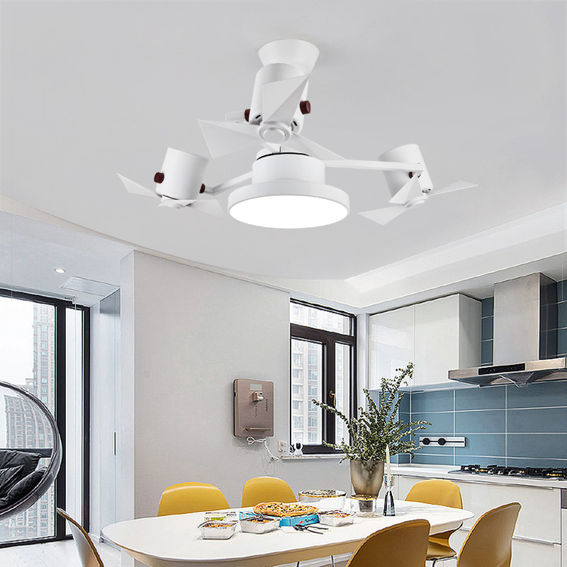 Fan lamp ceiling fan lamp living room dining room Nordic Villa electric fan chandelier with lamp ceiling fan three-head fan chandelier