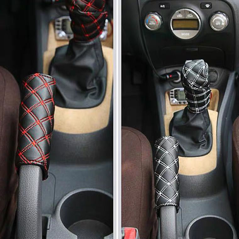 Vino tinto conjunto de dos piezas cubierta del engranaje freno de mano vino tinto conjunto de dos piezas conjunto de 2 piezas manual automático cubierta de la manija suministros del coche