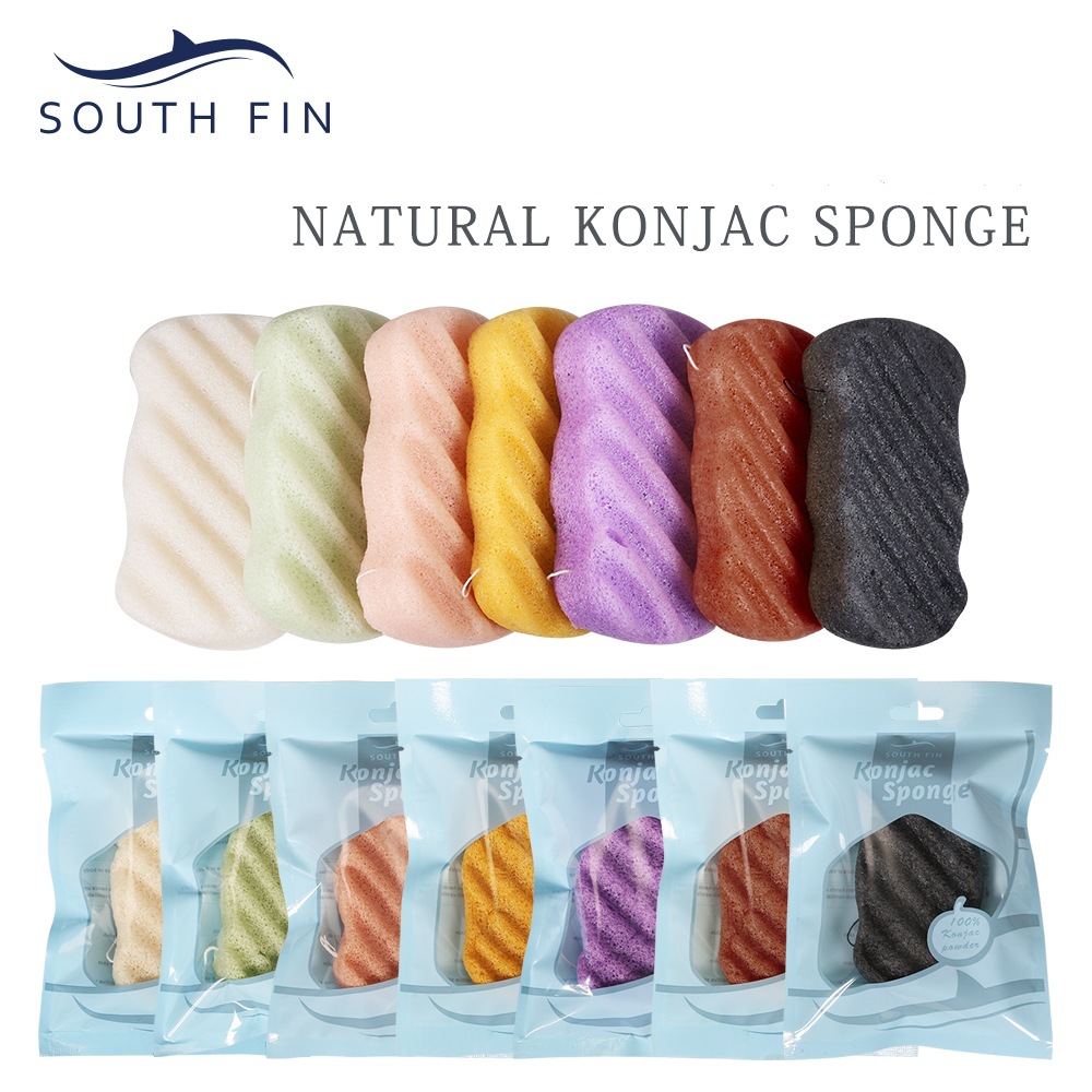 SUR herramientas de belleza FIN respetuoso del medio ambiente degradable planta konjac pegamento baño cuerpo puff onda larga patrón 7 colores