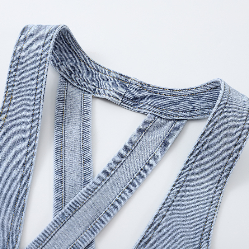 Chaleco de mezclilla de verano de las mujeres Chaleco Corto chaleco desgaste exterior chaleco Halter desgaste exterior estilo Chanel chaleco moda