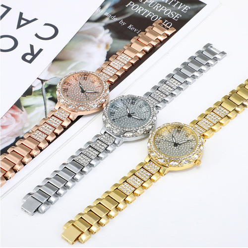 Foreign trade best-selling same style Roman pattern baby's breath set with diamonds European and American fashion women's watch women's watch