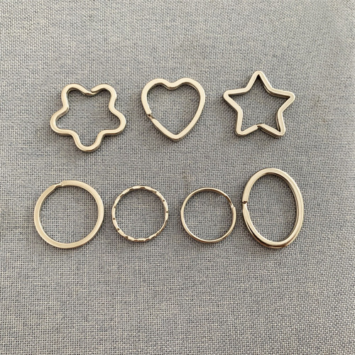 Key ring hanging chrome DIY jewelry accessories hanging buckle with chain 25mm metal heart-shaped plum blossom oval keychain