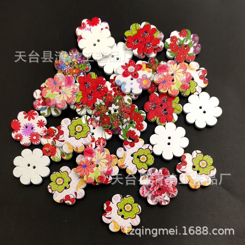 2cm ocho flores de ciruelo botones de madera corona botones de madera de ciruelo 100 piezas/paquete