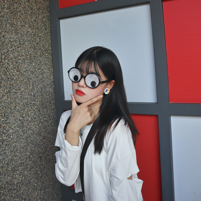 Cross-Border Popular Creative Round-Frame Glasses with Rotating Eyeballs, Dizzying and Funny Photo Props, Party Glasses