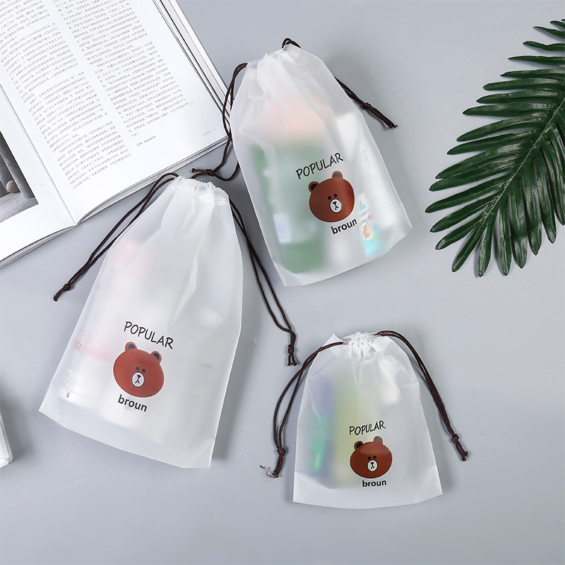 Procesamiento personalizado esmerizado de cuerdas de vestir bolsas de almacenamiento de zapatos de ropa de viaje cosméticos de cuidado de la piel bolsas de cuerda de tracción lindas osos