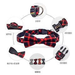 亞馬遜凱利工廠可拆卸蝴蝶結寵物狗項圈戶外紳士格子狗項圈狗領結