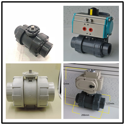 PVC双由令球阀 灰色  白色   球阀