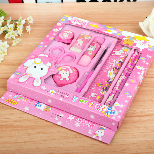 Children's nine-piece stationery set, high-quality student set gift box supplies, school creative prizes, gifts, gifts