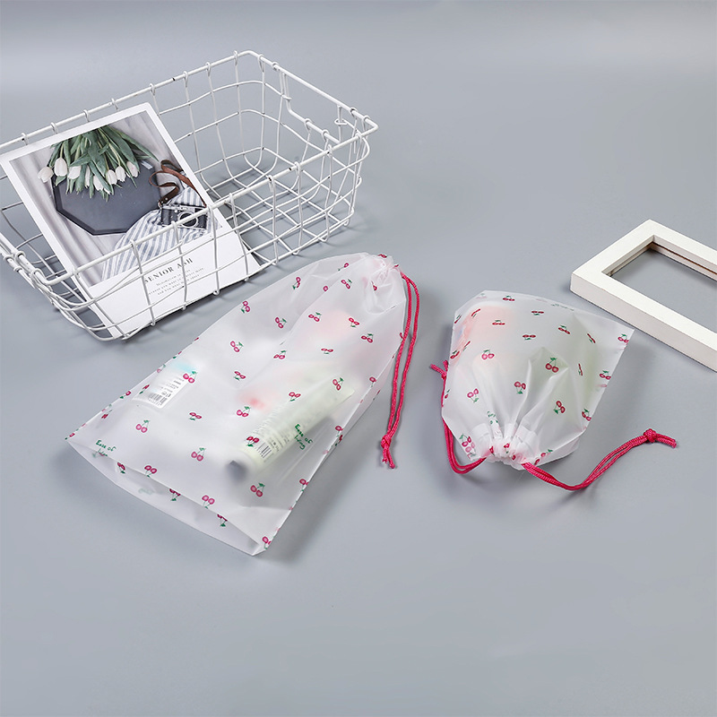 Cereza esmerilado cordón bolsa de ropa zapatos impermeable limpieza toalla bolsa de almacenamiento viaje fuera de la ropa bolsa de almacenamiento