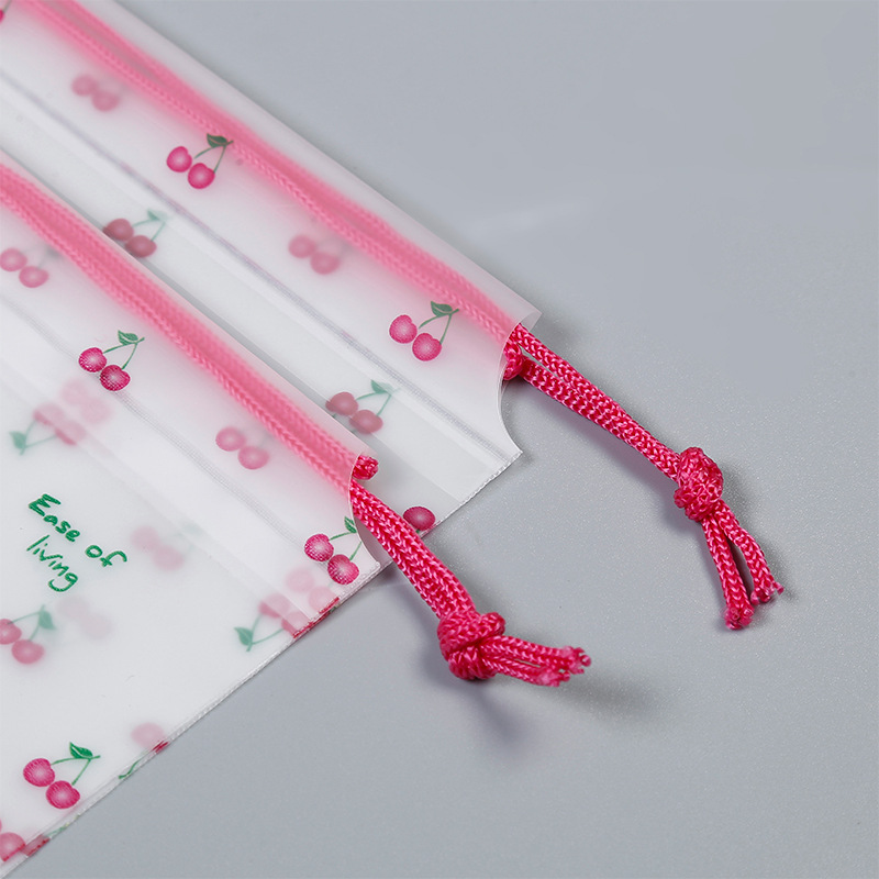 Cereza esmerilado cordón bolsa de ropa zapatos impermeable limpieza toalla bolsa de almacenamiento viaje fuera de la ropa bolsa de almacenamiento