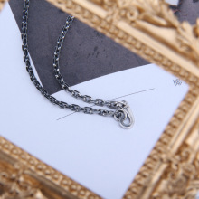 s925纯银复古做旧男女款太角链 个性嘻哈朋克风潮流泰银十字链DIY