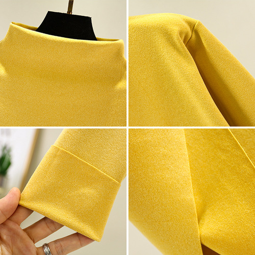  winter Korean style slim warm half-high-collar long-sleeved bottomed shirt for women's casual large-size German velvet T-shirt can be worn outside