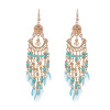 Universal earrings with tassels, European style, boho style, with gem