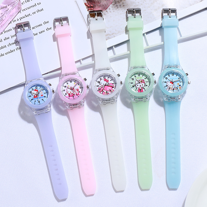 Nuevo reloj digital de dibujos animados hellokitty para niños, reloj luminoso para estudiantes, reloj led al por mayor