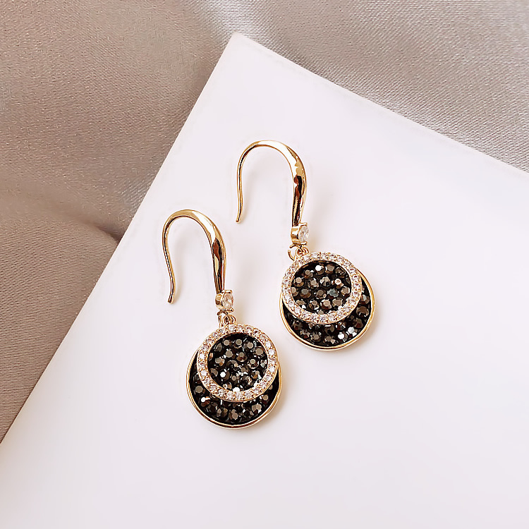 B489 Korean Retro Hong Kong Style Internet Celebrity Earrings, Round Disc Earrings, Fashionable Versatile Ear Accessories