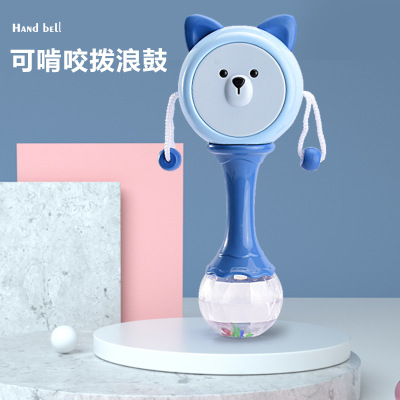 婴儿玩具拨浪鼓 可啃咬软胶牙胶摇铃 宝宝手摇鼓儿童玩具