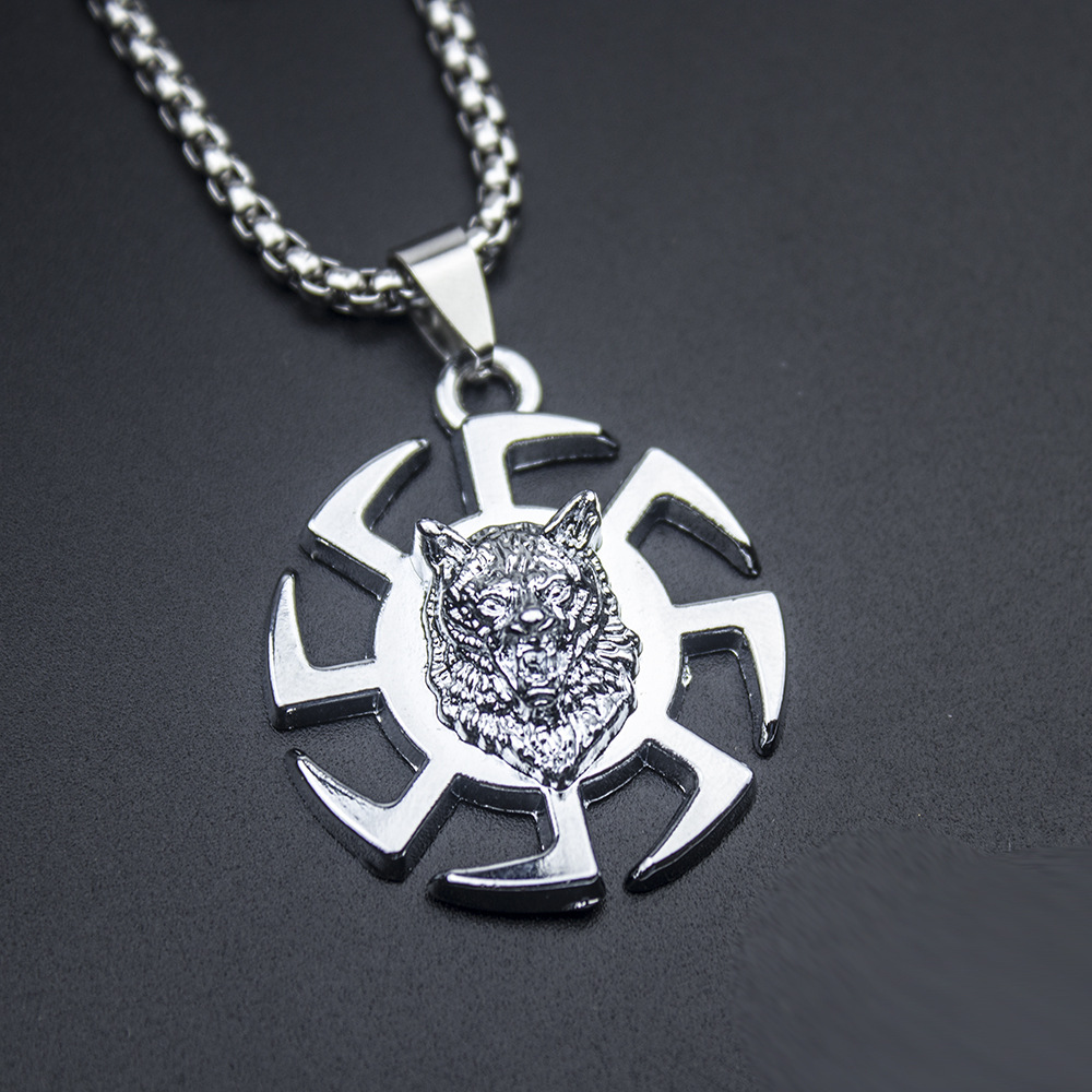 Collier en alliage de titane à la mode et personnalisé pour hommes Lion Whirlwind Pendentif Accessoires Chaîne en acier inoxydable_voghion.com