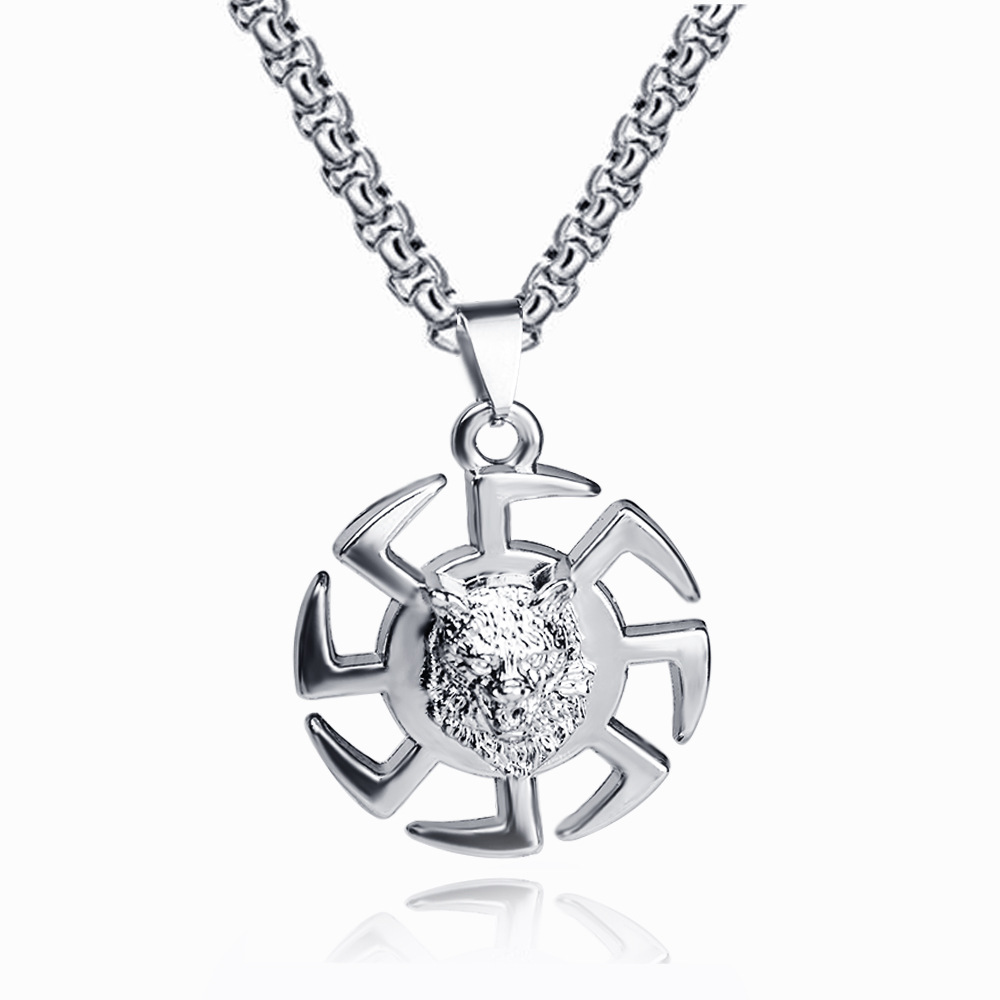 Collier en alliage de titane à la mode et personnalisé pour hommes Lion Whirlwind Pendentif Accessoires Chaîne en acier inoxydable_voghion.com