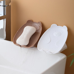 Creative Small Bear Scented Soap Dish Multifunctional Plastic Drain Soap Holder Bathroom Soap Dish No Drill Hole Invisible Wall Mount
