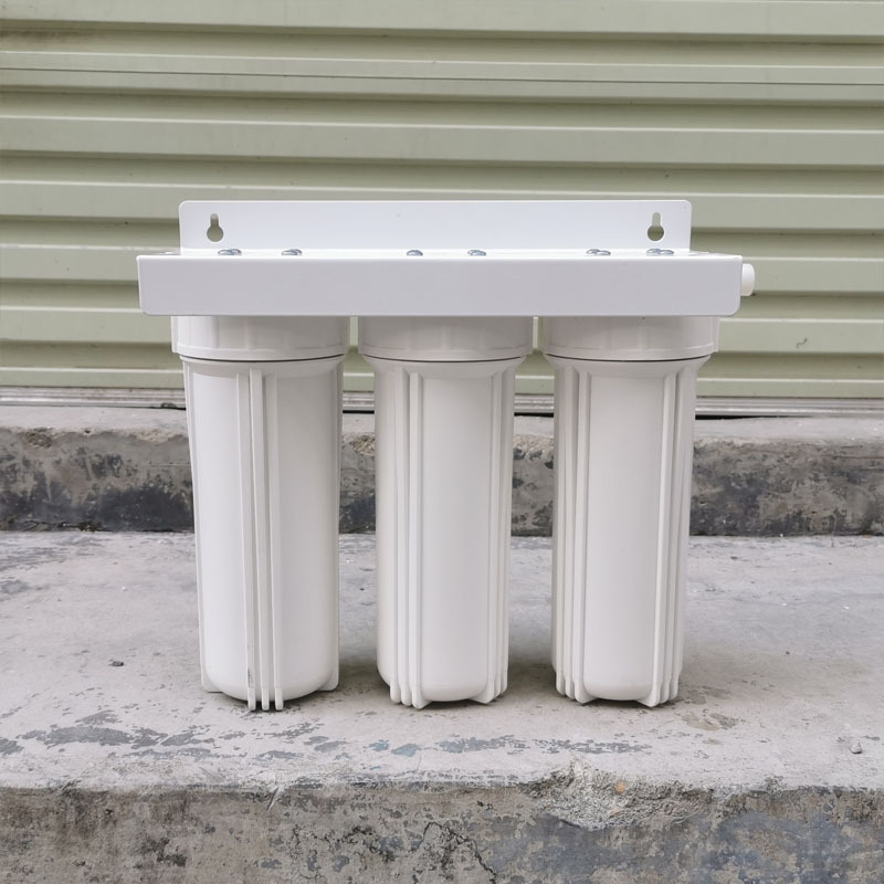 自来水过滤器去杂质漂白粉味10寸净水器三连瓶PP聚丙烯滤瓶滤壳