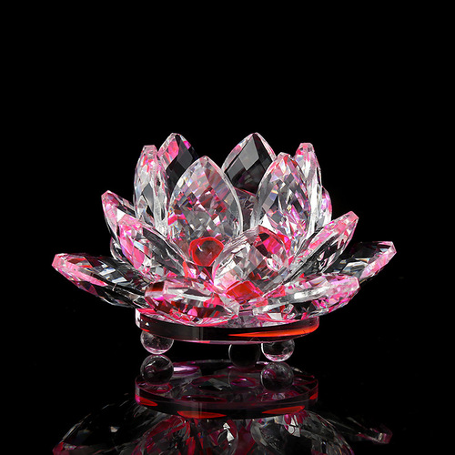 Crystal lotus round center ornaments temple living room desk jewelry cabinet decoration small handicraft ornaments European wholesale