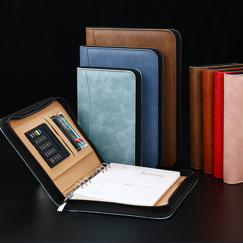 Business Computer Pu Leather A6 Notebook A5 Notepad Multi-Functional Ledger Zipper Bag Set Custom Logo Business Computer Pu Leather A6 Notebook A5 Notepad Multi-Functional Ledger Zipper Bag Set Custom Logo
