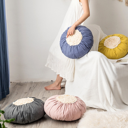 新款网红款圆形蒲团垫家用坐垫南瓜垫榻榻米打坐垫透气护臀简约风