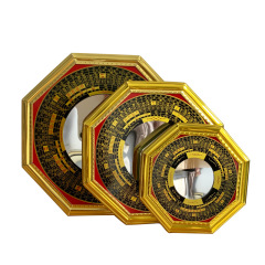 Factory wholesale gold-edged compass octagonal mirror convex mirror concave mirror glass mirror surface craft hanging decoration