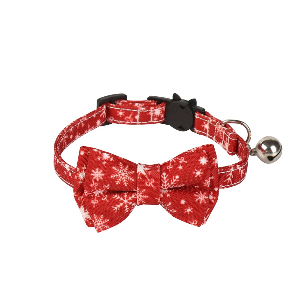 Fabricantes de nuevos productos de mascotas transfronterizos en stock Santa Claus Snowflake Collar de gato de Navidad
