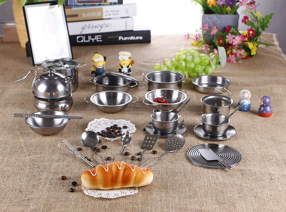 Детская кухня нержавеющая сталь кухонware семейная кукла игрушка набор