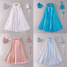 儿童斗篷2022新款万圣节童披风女童冰雪奇缘爱莎公主外搭连帽斗篷