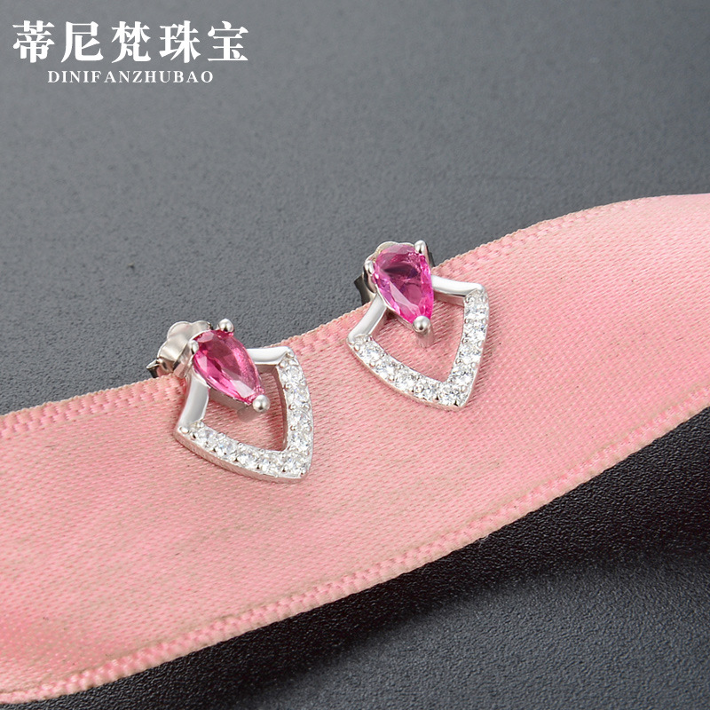 Estilo coreano s925 plata pendientes elegantes de cristal de las mujeres pendientes creativos de la moda japonesa pendientes de diamantes de una sola pieza de entrega