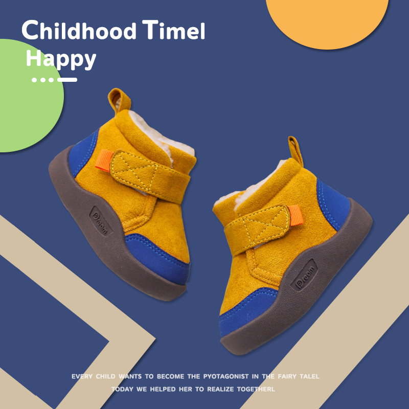 Winter plus velvet baby toddler shoes, non-slip soft bottom baby 1-2-3 years old 4 large cotton outdoor snow boots for boys and girls 3