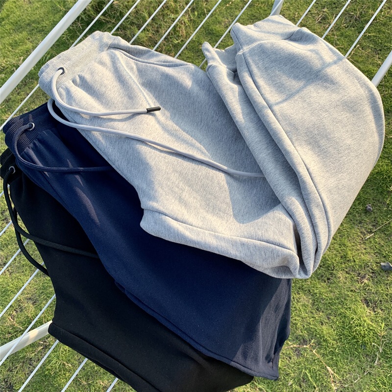 Winter Fleece-Lined Thick Ribbed Long Sweatpants for Adults, Sports and Leisure, Unisex, Solid Color, Blank Wholesale, Fleece-Lined and Thickened