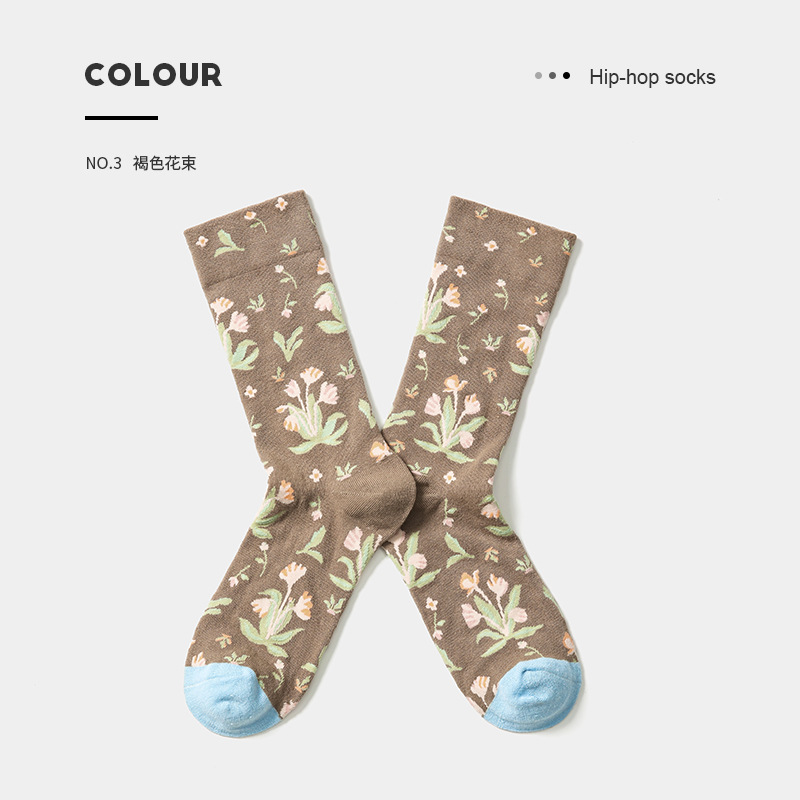 Cotton Crew Socks For Women Autumn Winter Trendy Jacquard Pattern_voghion.com