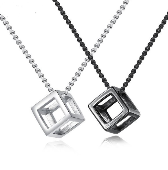 Colgante hueco simple retro europeo y americano, collar para hombres y mujeres, cubo de Rubik cuadrado personalizado, joyería tridimensional simple