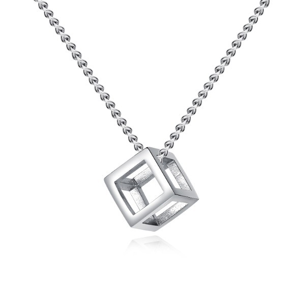 Colgante hueco simple retro europeo y americano, collar para hombres y mujeres, cubo de Rubik cuadrado personalizado, joyería tridimensional simple