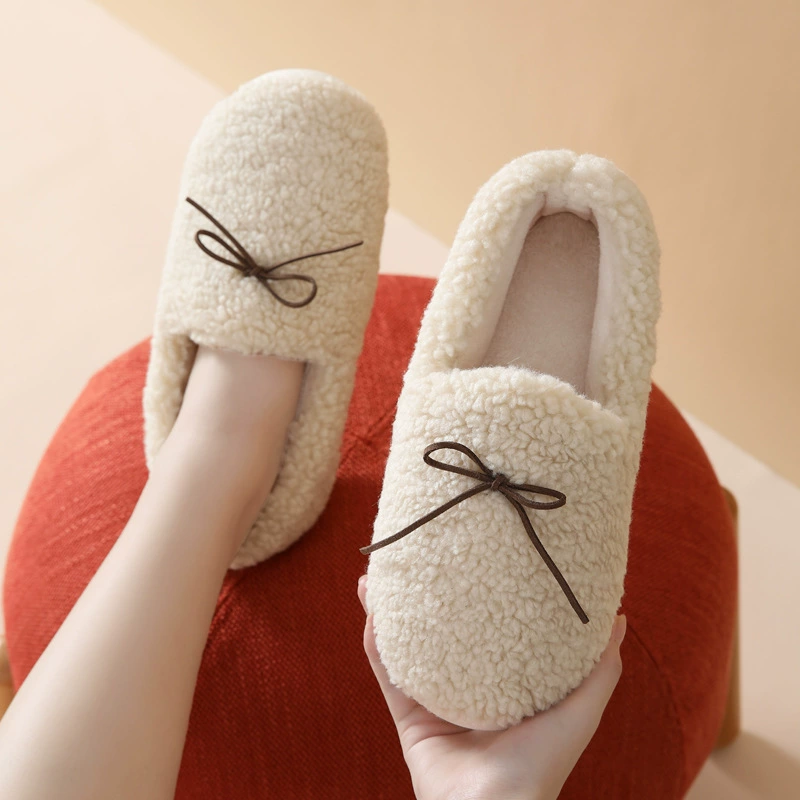 Осенне-зимние хлопковые тапочки на каблуке, Женская ежемесячная обувь, Послеродовая материнская обувь с мягкой подошвой, домашняя шерстяная плюшевая хлопковая обувь ins