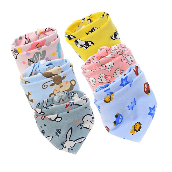 Color triangle Towel Double snap button cartoon animal baby saliva towel bib bib manufacturers supply wholesale