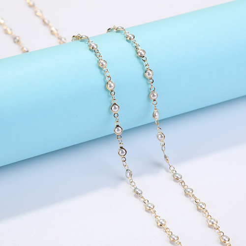 Japanese and Korean new pearl chain glasses accessories fashionable colorful crystal pendant glasses anti-fall lanyard necklace