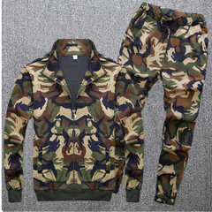 2020 autumn and winter plus velvet camouflage high elastic work clothes student military fans training set labor protection machine repair protective clothing