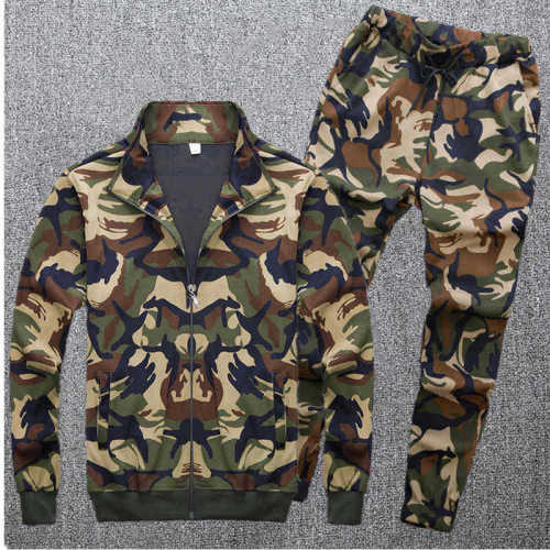 2020 autumn and winter plus velvet camouflage high elastic work clothes student military fans training set labor protection machine repair protective clothing