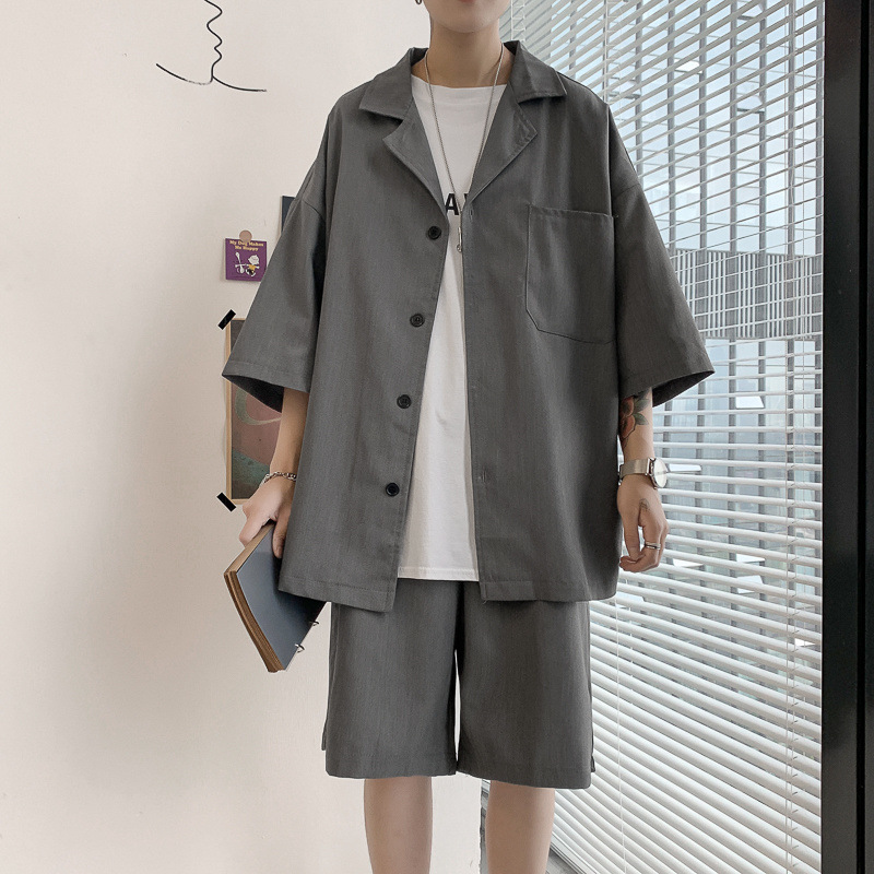 Casual small suit men's suit summer thin bf trendy coat Korean style trendy all-match loose handsome short sleeve suit