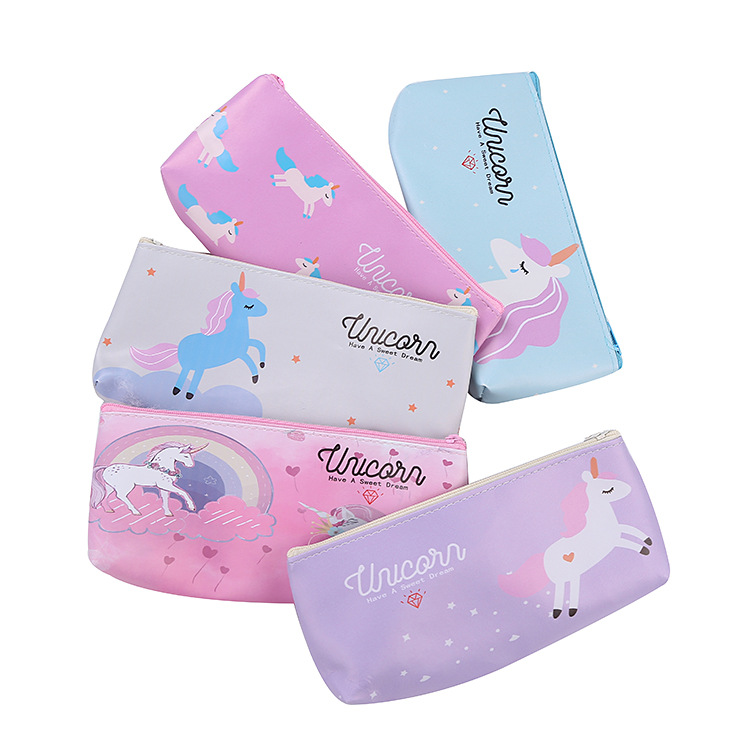 Creativo unicornio lápiz caso de dibujos animados estudiante PU papelería bolsa gran capacidad lápiz bolsa de almacenamiento caja de lápiz fábrica al por mayor