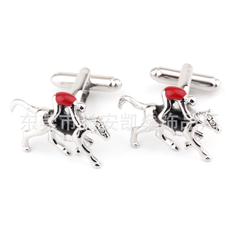 Factory Direct Sales Horse Shape Cufflinks Men's Shirt Painted Color Epoxy Cufflinks Cuff Cuff Nails