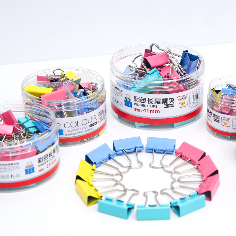 Huajie factory wholesale dovetail clip metal small ticket clip color long tail clip reverse tail clip chicken tail clip office supplies