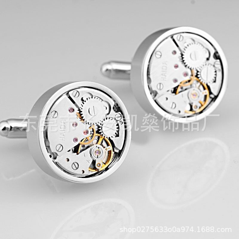 Factory Direct High-end Men's Shirt Mechanical Watch Movement Cufflinks Winding Movable Movement Cufflinks