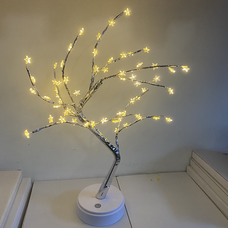 Popular Amazon creativo LED perla árbol luz estrellado cielo táctil regalo dormitorio Navidad Decoración Luz de noche