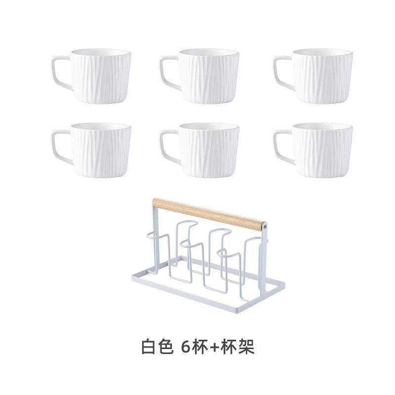 Taza de beber de cerámica traje hogar creativo sala de estar simple Nórdico Conjunto de agua taza 6 piezas traje con bandeja