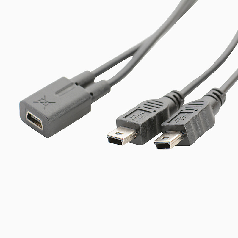 mini usb mini female head one minute two 5p male head at the same time external driving recorder navigator charging cable